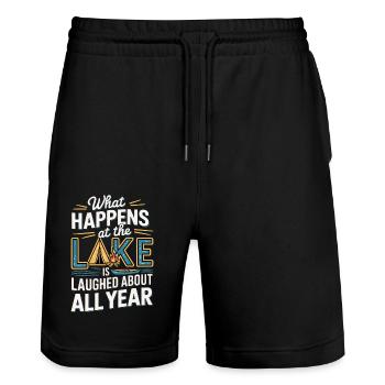 What Happens At The Lake Is Laughed About 7 - Stanley/Stella Unisex Bio Joggingshorts Trainer  - Schwarz - Vorne - Nik (191cm) & Marisol (170cm)