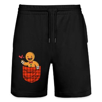 bonhomme en pain d’épice Coeur en pain d’épice Snacking en pain d’épice - Short de jogging bio TRAINER Stanley/Stella unisexe - noir - Devant - Nik (191cm) & Marisol (170cm)
