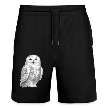 Schnee-Eule - Stanley/Stella Unisex Bio Joggingshorts Trainer  - Schwarz - Vorne - Nik (191cm) & Marisol (170cm)