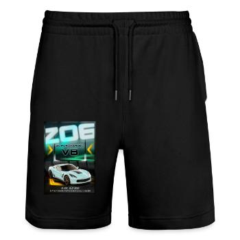 Z06 Sportwagen - Stanley/Stella Unisex Bio Joggingshorts Trainer  - Schwarz - Vorne - Nik (191cm) & Marisol (170cm)