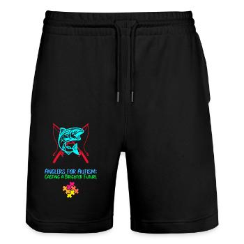 Angler für Autismus sorgen für eine bessere Zukunft - Stanley/Stella Unisex Bio Joggingshorts Trainer  - Schwarz - Vorne - Nik (191cm) & Marisol (170cm)