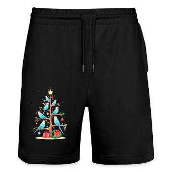 Arbre de Noël Perruche Oiseau Arbre de Noël - Short de jogging bio TRAINER Stanley/Stella unisexe - noir - Devant - Nik (191cm) & Marisol (170cm)
