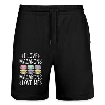 Love goes through macarons - Stanley/Stella Trainer Unisex Organic Jogging Shorts - black - Front - Nik (191cm) & Marisol (170cm)