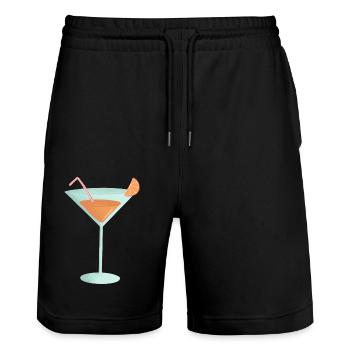 orange cocktail - Stanley/Stella Trainer Unisex Organic Jogging Shorts - black - Front - Nik (191cm) & Marisol (170cm)