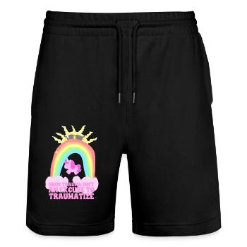 Trauma-Traumatisierer - Stanley/Stella Unisex Bio Joggingshorts Trainer  - Schwarz - Vorne - Nik (191cm) & Marisol (170cm)
