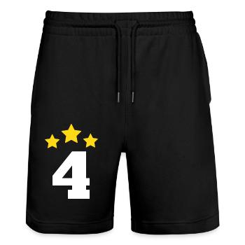4 Jahre Stern - Geschenk zum 4. Jahrestag - Stanley/Stella Unisex Bio Joggingshorts Trainer  - Schwarz - Vorne - Nik (191cm) & Marisol (170cm)