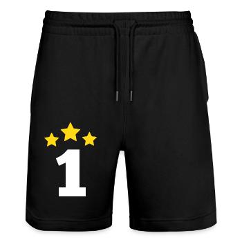 1 an étoile - cadeau de 1e anniversaire - Short de jogging bio TRAINER Stanley/Stella unisexe - noir - Devant - Nik (191cm) & Marisol (170cm)