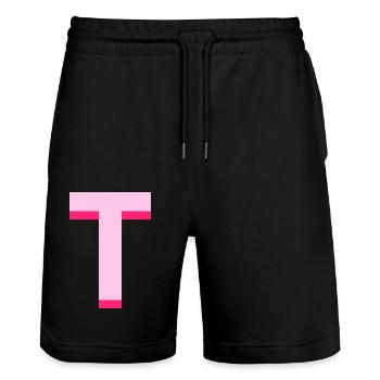 Pop und moderner rosa Buchstabe t - Stanley/Stella Unisex Bio Joggingshorts Trainer  - Schwarz - Vorne - Nik (191cm) & Marisol (170cm)