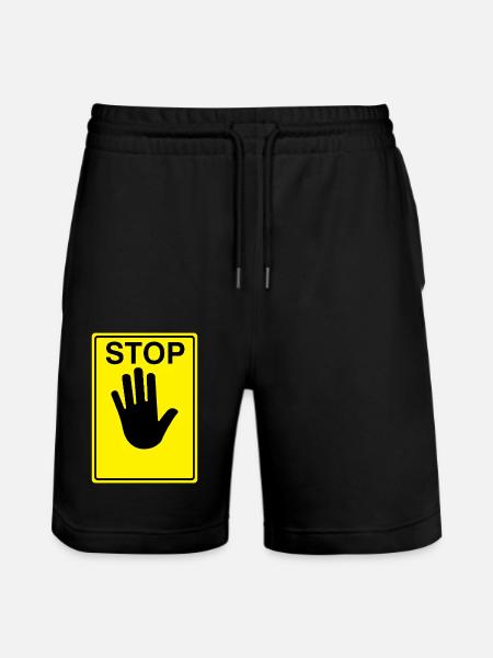 Stop Schild Logo - Stanley/Stella Unisex Bio Joggingshorts Trainer  - Schwarz