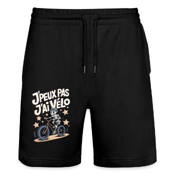 J'peux pas j'ai vélo - Short de jogging bio TRAINER Stanley/Stella unisexe - noir - Devant - Nik (191cm) & Marisol (170cm)