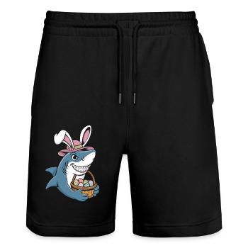 Cool Easter Shark - Stanley/Stella Unisex Bio Joggingshorts Trainer  - Schwarz - Vorne - Nik (191cm) & Marisol (170cm)