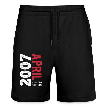 Limited Edition April 2007 Birthday Gift - Stanley/Stella Trainer Unisex Organic Jogging Shorts - black - Front - Nik (191cm) & Marisol (170cm)