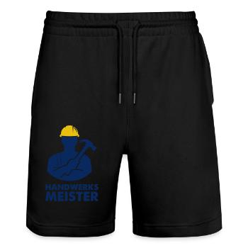handwerker meister - Stanley/Stella Unisex Bio Joggingshorts Trainer  - Schwarz - Vorne - Nik (191cm) & Marisol (170cm)
