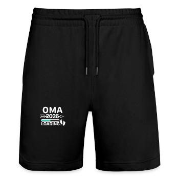 Oma 2026 Babyfüße - Stanley/Stella Unisex Bio Joggingshorts Trainer  - Schwarz - Vorne - Nik (191cm) & Marisol (170cm)
