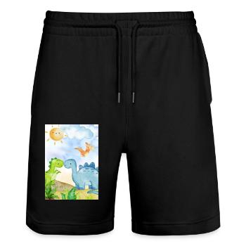 Dino - Stanley/Stella Trainer Unisex Organic Jogging Shorts - black - Front - Nik (191cm) & Marisol (170cm)