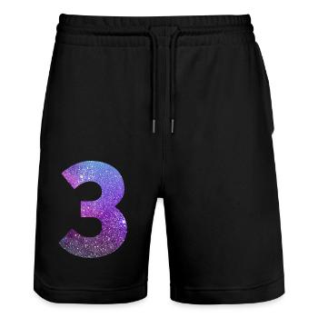 Numéro 3 galaxie - Short de jogging bio TRAINER Stanley/Stella unisexe - noir - Devant - Nik (191cm) & Marisol (170cm)