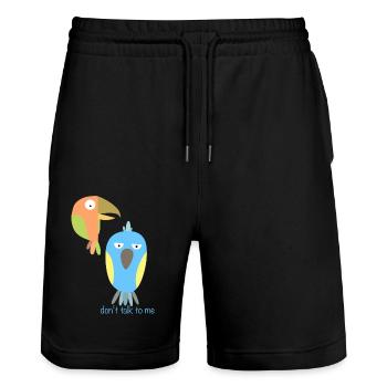 Don’t Talk to Me Oiseaux - Short de jogging bio TRAINER Stanley/Stella unisexe - noir - Devant - Nik (191cm) & Marisol (170cm)