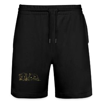 Motifs illustrés avec des souris - Short de jogging bio TRAINER Stanley/Stella unisexe - noir - Devant - Nik (191cm) & Marisol (170cm)
