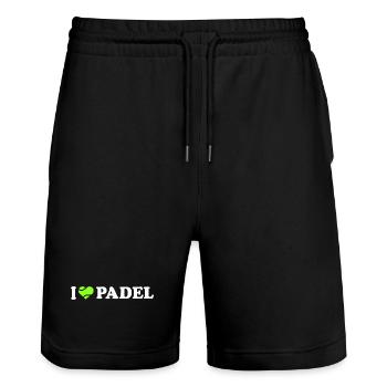 I love Padel - Short de jogging bio TRAINER Stanley/Stella unisexe - noir - Devant - Nik (191cm) & Marisol (170cm)