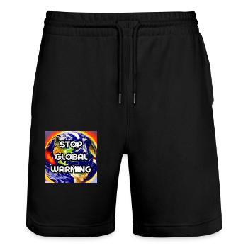 Stop global warming - Stanley/Stella Trainer Unisex Organic Jogging Shorts - black - Front - Nik (191cm) & Marisol (170cm)