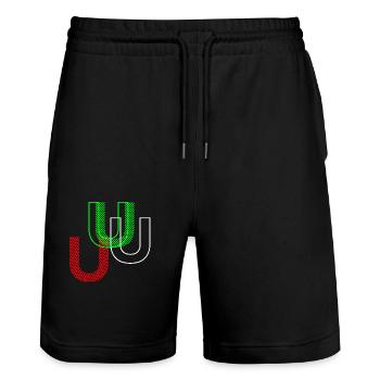 U Neon - Stanley/Stella Unisex Bio Joggingshorts Trainer  - Schwarz - Vorne - Nik (191cm) & Marisol (170cm)