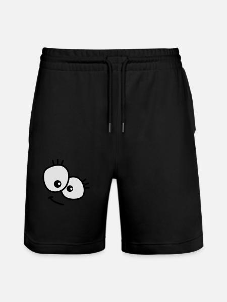 Joli visage de dessin animé avec de grands yeux - Short de jogging bio TRAINER Stanley/Stella unisexe - noir
