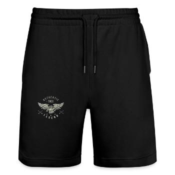 authentic legend 1961 Geburtstag, Geburtsjahr - Stanley/Stella Unisex Bio Joggingshorts Trainer  - Schwarz - Vorne - Nik (191cm) & Marisol (170cm)