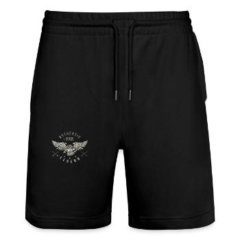 authentic legend 1965 Geburtstag, Geburtsjahr - Stanley/Stella Unisex Bio Joggingshorts Trainer  - Schwarz - Vorne - Nik (191cm) & Marisol (170cm)