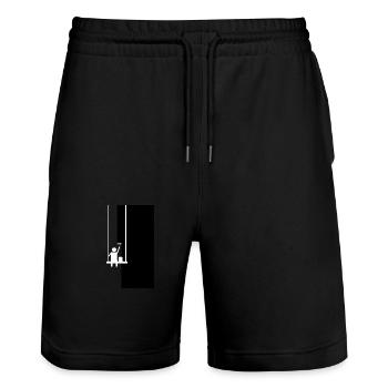 Der Maler - Stanley/Stella Unisex Bio Joggingshorts Trainer  - Schwarz - Vorne - Nik (191cm) & Marisol (170cm)