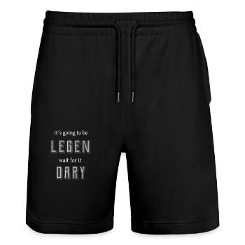 legendary - Stanley/Stella Unisex Bio Joggingshorts Trainer  - Schwarz - Vorne - Nik (191cm) & Marisol (170cm)