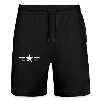 star - Stanley/Stella Trainer Unisex Organic Jogging Shorts - black - Front - Nik (191cm) & Marisol (170cm)