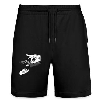 God Religion Faith Life Save Hand Gift - Stanley/Stella Trainer Unisex Organic Jogging Shorts - black - Front - Nik (191cm) & Marisol (170cm)