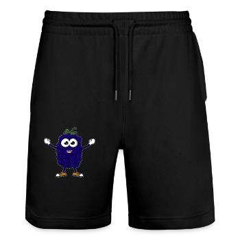 Blackberry Cartoon - Stanley/Stella Trainer Unisex Organic Jogging Shorts - black - Front - Nik (191cm) & Marisol (170cm)