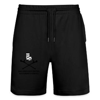 Gipsbein - Stanley/Stella Unisex Bio Joggingshorts Trainer  - Schwarz - Vorne - Nik (191cm) & Marisol (170cm)