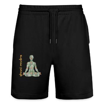 yoga 15 shuni mudra e 211 - Stanley/Stella Trainer Unisex Organic Jogging Shorts - black - Front - Nik (191cm) & Marisol (170cm)