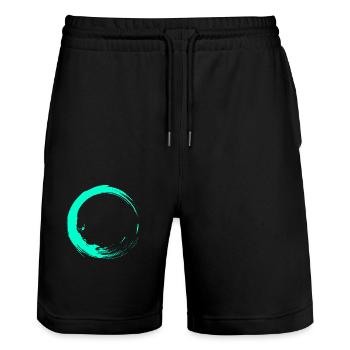 Kreis Bürste Design Türkis - Stanley/Stella Unisex Bio Joggingshorts Trainer  - Schwarz - Vorne - Nik (191cm) & Marisol (170cm)