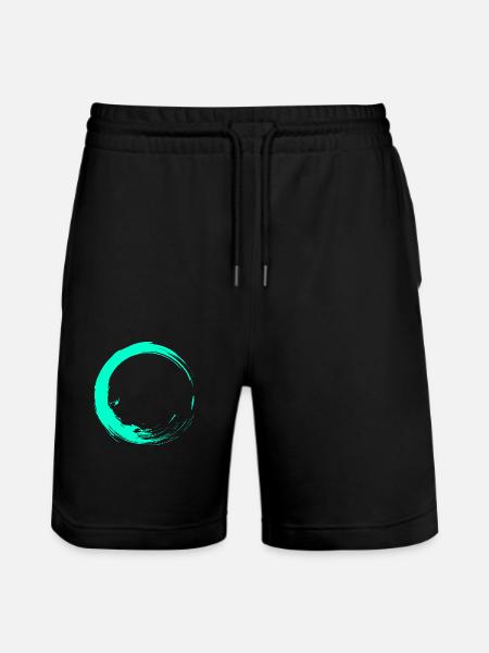 Circle brush design turquoise - Stanley/Stella Trainer Unisex Organic Jogging Shorts - black
