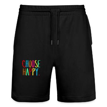 Choose happy. - Stanley/Stella Unisex Bio Joggingshorts Trainer  - Schwarz - Vorne - Nik (191cm) & Marisol (170cm)