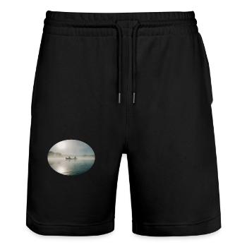 Angeln im Boot - Stanley/Stella Unisex Bio Joggingshorts Trainer  - Schwarz - Vorne - Nik (191cm) & Marisol (170cm)