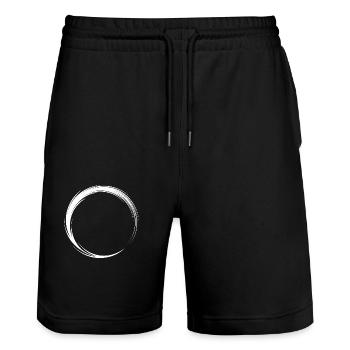 Kreisform Kreis Symbol Design Variante Neu weiß - Stanley/Stella Unisex Bio Joggingshorts Trainer  - Schwarz - Vorne - Nik (191cm) & Marisol (170cm)
