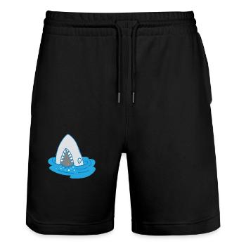 shark with open mouth - Stanley/Stella Trainer Unisex Organic Jogging Shorts - black - Front - Nik (191cm) & Marisol (170cm)