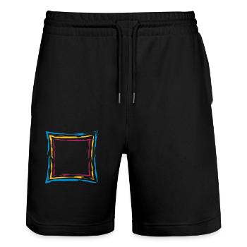 bunt viele linien rahmen quadrat umrandung viereck - Stanley/Stella Unisex Bio Joggingshorts Trainer  - Schwarz - Vorne - Nik (191cm) & Marisol (170cm)
