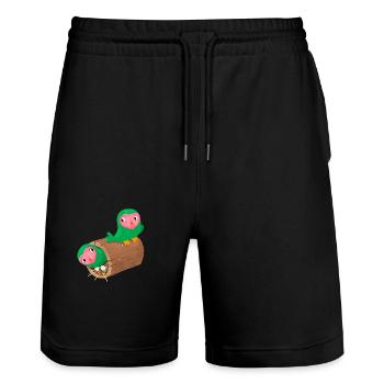 Nesting Pfirsichgesicht Lovebirds in einem Protokoll - Stanley/Stella Unisex Bio Joggingshorts Trainer  - Schwarz - Vorne - Nik (191cm) & Marisol (170cm)