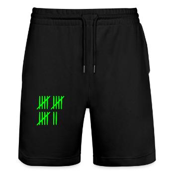 Strichliste 17 Jahre 17 Monate 17 Wochen - Stanley/Stella Unisex Bio Joggingshorts Trainer  - Schwarz - Vorne - Nik (191cm) & Marisol (170cm)