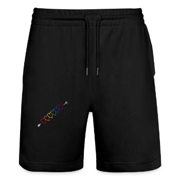 Arrow rainbow LGBT - Stanley/Stella Trainer Unisex Organic Jogging Shorts - black - Front - Nik (191cm) & Marisol (170cm)