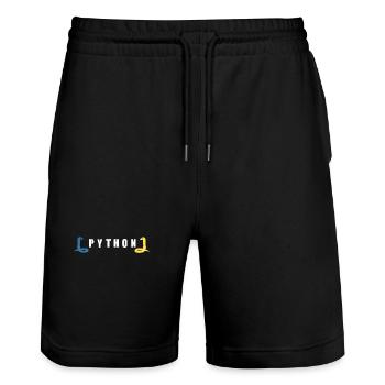 Python Entwickler Programmierer Coder Geschenkidee - Stanley/Stella Unisex Bio Joggingshorts Trainer  - Schwarz - Vorne - Nik (191cm) & Marisol (170cm)