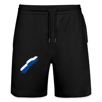 Finnland Fahne Farben - Stanley/Stella Unisex Bio Joggingshorts Trainer  - Schwarz - Vorne - Nik (191cm) & Marisol (170cm)