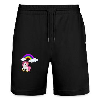 Einhorn Regenbogen Mädchen Unicorn Tochter - Stanley/Stella Unisex Bio Joggingshorts Trainer  - Schwarz - Vorne - Nik (191cm) & Marisol (170cm)