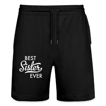 Best Sister Ever - Stanley/Stella Trainer Unisex Organic Jogging Shorts - black - Front - Nik (191cm) & Marisol (170cm)