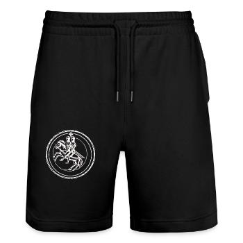Knights Templar Seal of the Knights Templar gift idea - Stanley/Stella Trainer Unisex Organic Jogging Shorts - black - Front - Nik (191cm) & Marisol (170cm)
